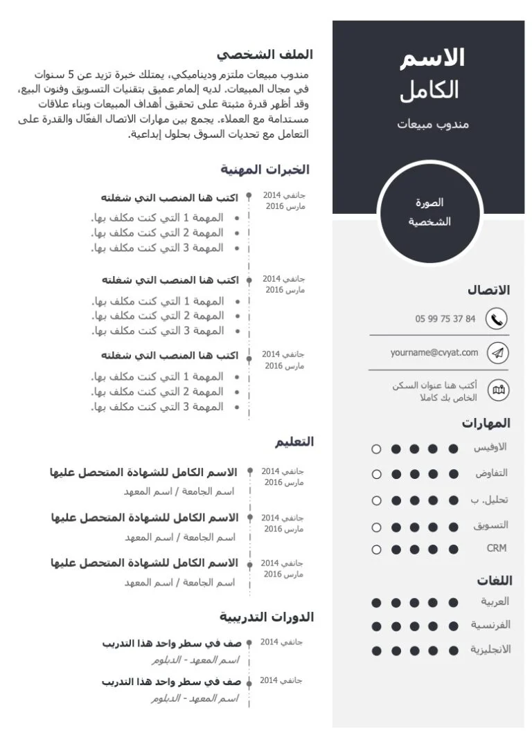 تحميل قوالب سيرة ذاتية انفوجرافيك عربي Word