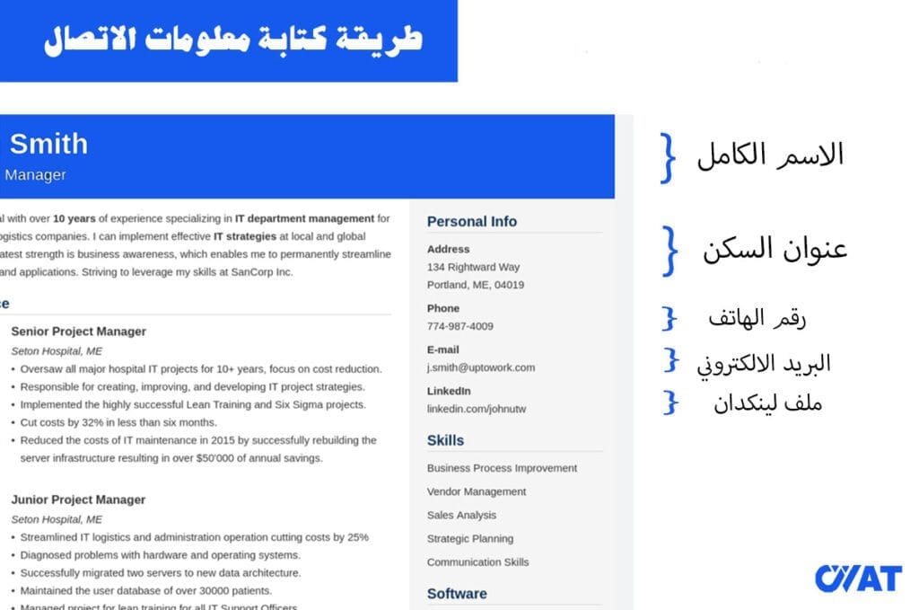 انشاء سيرة ذاتية Pdf مجانا كتابة معلومات الاتصال في السيرة الذاتية باللغة العربية