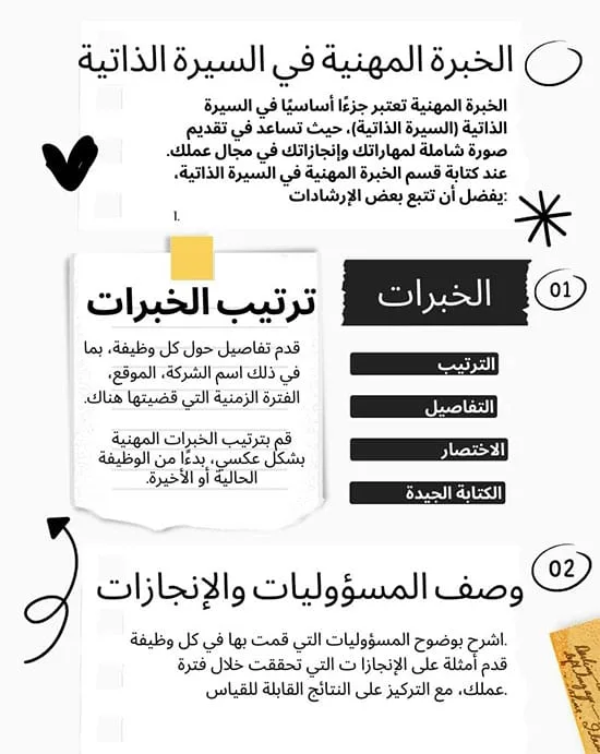 الخبرة المهنية في السيرة الذاتية تجربة العمل في السيرة الذاتية الخبرة المهنية