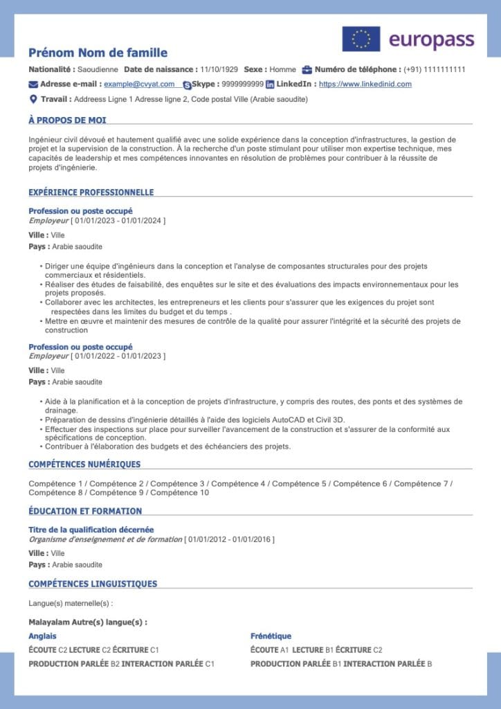 Europass CV: سيرة ذاتية أوروبية يوروباس Europass CV: سيرة ذاتية أوروبية يوروباس